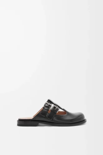 Mule Mary Jane Campo in pelle di vitello Nero