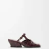 Mule Onda in pelle di vitello goffrata bordeaux Mule Onda in pelle di vitello goffrata bordeaux