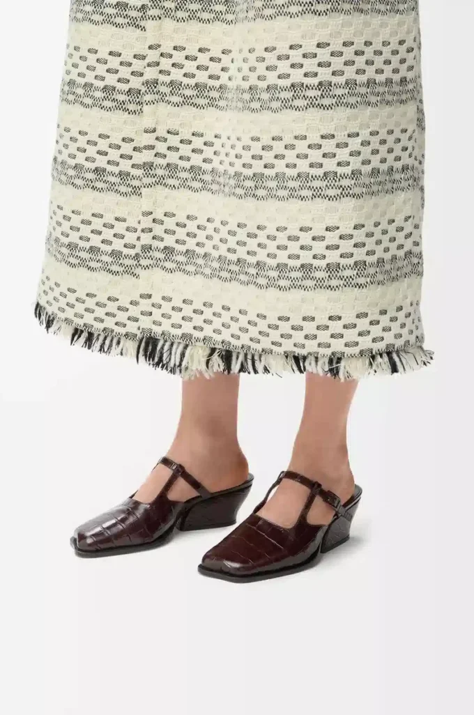 Mule Onda in pelle di vitello goffrata bordeaux Mule Onda in pelle di vitello goffrata bordeaux