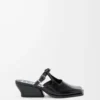 Mule Onda in pelle di vitello spazzolata nera