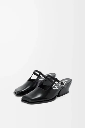 Mule Onda in pelle di vitello spazzolata nera