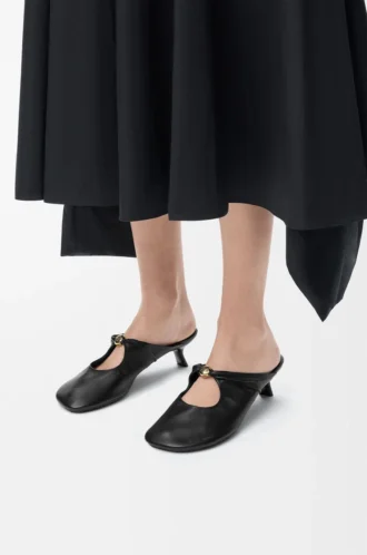Mule Pebble Soft in pelle di agnello nappa Black