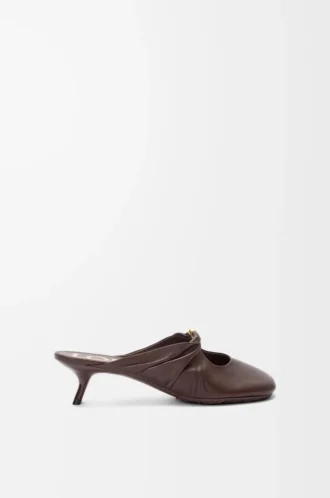 Mule Pebble Soft in pelle di agnello nappa Brownie