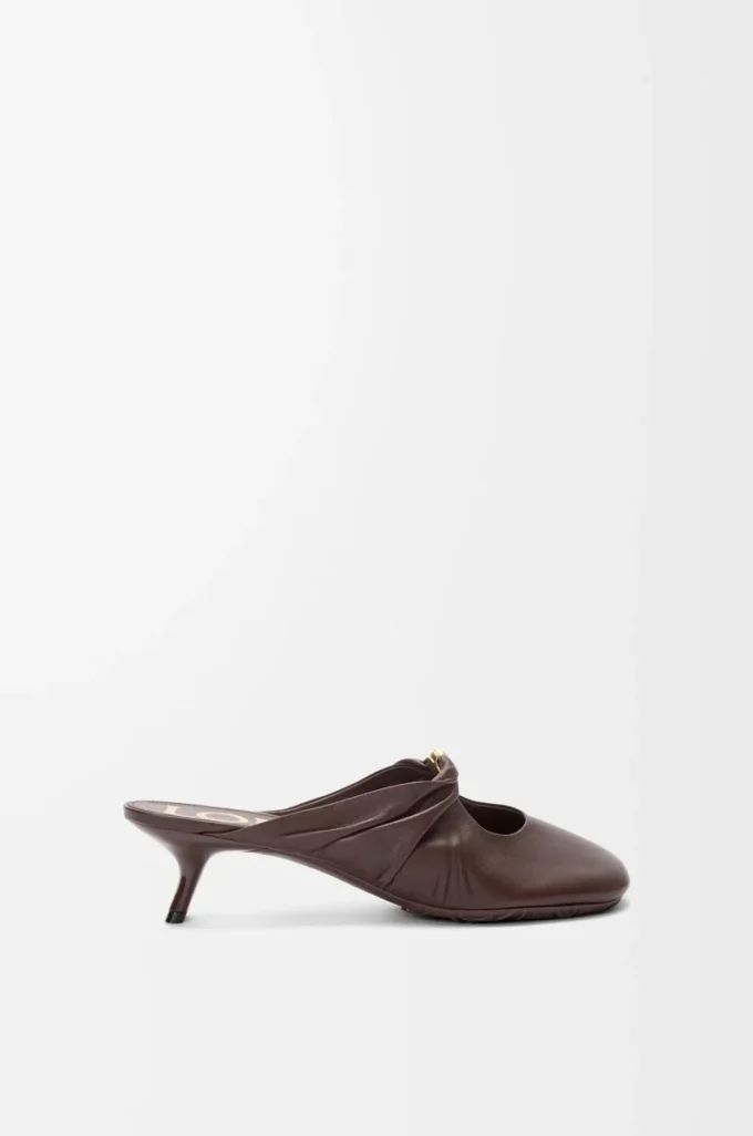 Mule Pebble Soft in pelle di agnello nappa Brownie