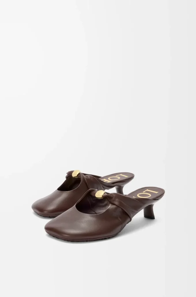 Mule Pebble Soft in pelle di agnello nappa Brownie
