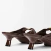 Mule Pebble Soft in pelle di agnello nappa Brownie