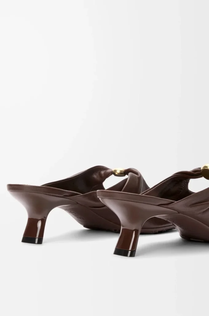 Mule Pebble Soft in pelle di agnello nappa Brownie