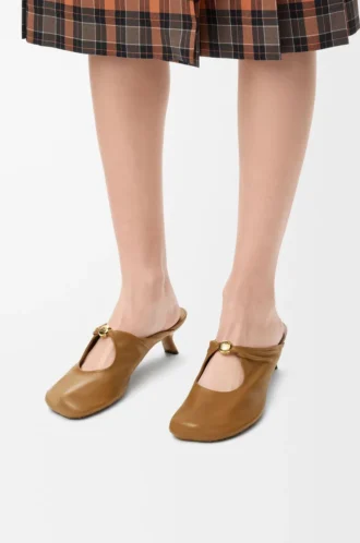 Mule Pebble Soft in pelle di agnello nappa Oak