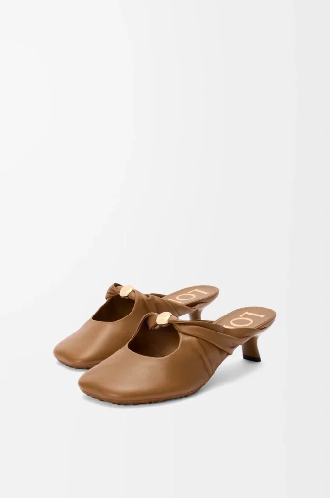 Mule Pebble Soft in pelle di agnello nappa Oak Mule Pebble Soft in pelle di agnello nappa Oak
