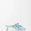 Mule Pebble Soft in pelle di agnello nappa stampata Soft White/Blue