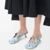 Mule Pebble Soft in pelle di agnello nappa stampata Soft White/Blue