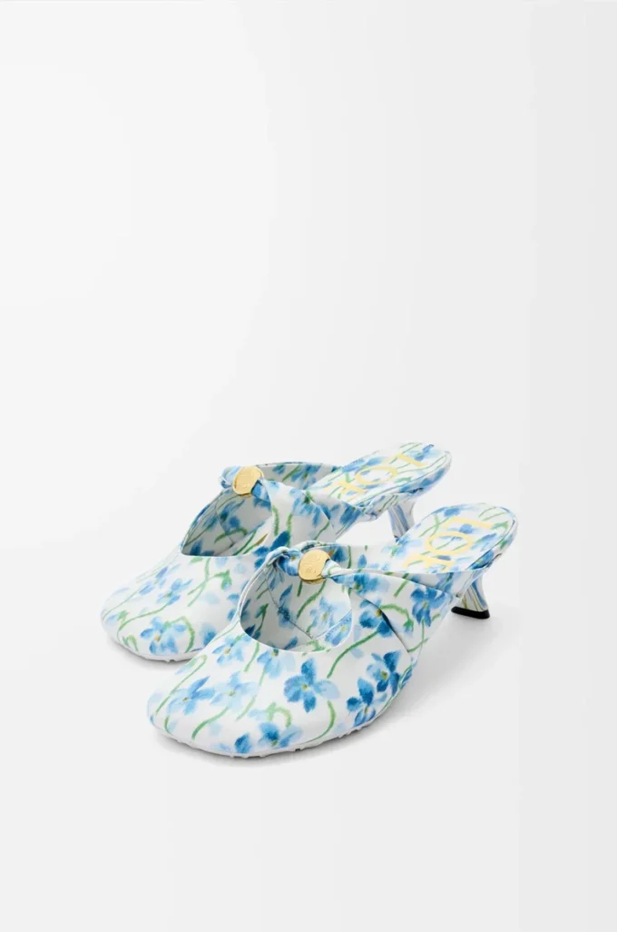 Mule Pebble Soft in pelle di agnello nappa stampata Soft White/Blue