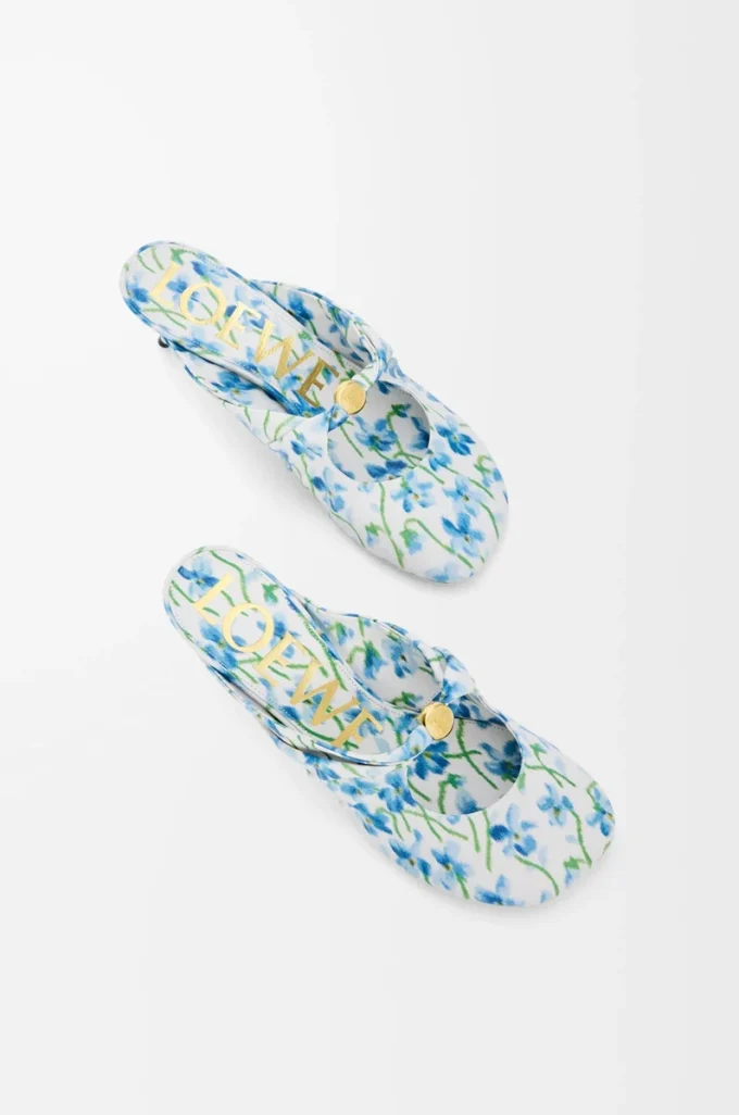 Mule Pebble Soft in pelle di agnello nappa stampata Soft White/Blue