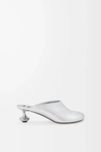 Mule Toy in pelle di agnello laminata Argento