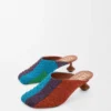 Mule Toy in tela ricamata Caramel/Bright Green Mule Toy in tela ricamata Caramel/Bright Green
