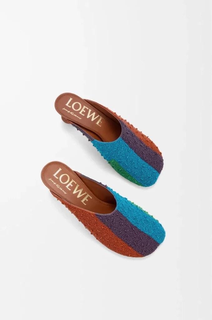 Mule Toy in tela ricamata Caramel/Bright Green Mule Toy in tela ricamata Caramel/Bright Green