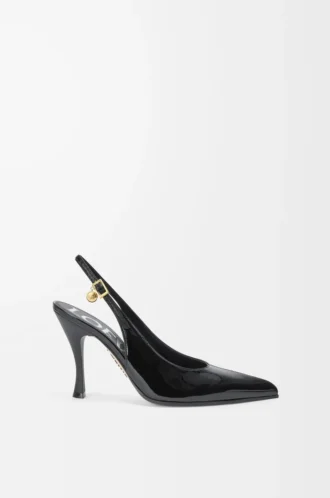 Nuove décolleté con cinturino posteriore in pelle mista Nero