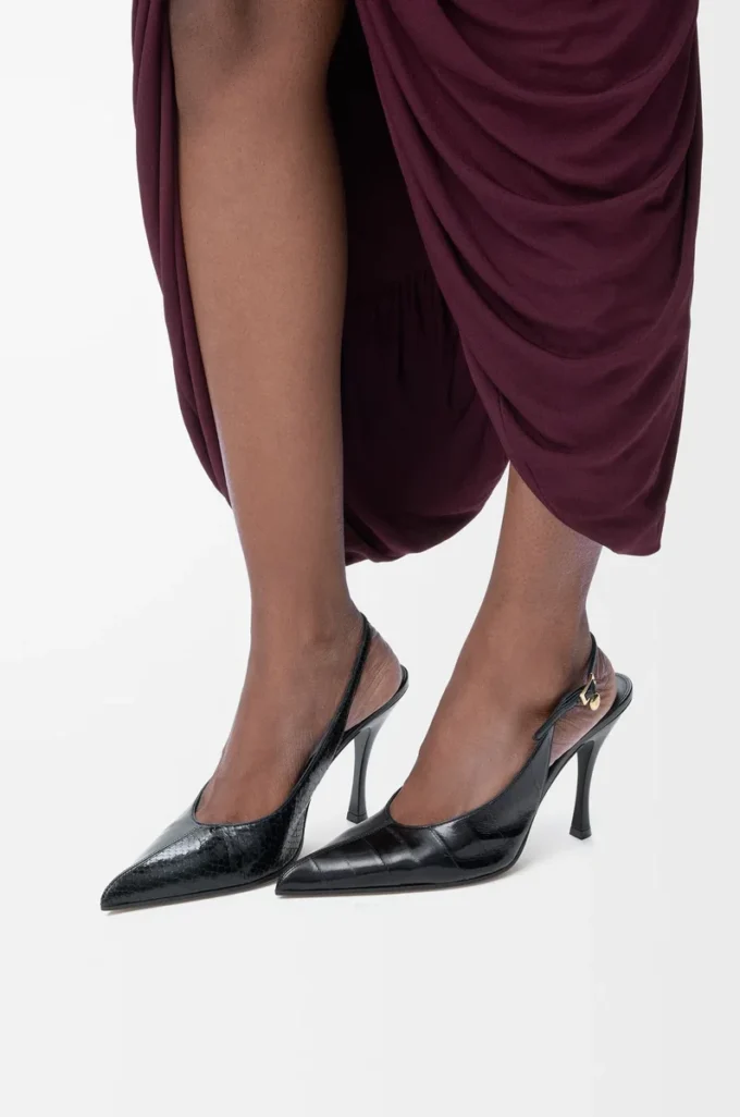 Nuove décolleté con cinturino posteriore in pelle mista Nero Nuove décolleté con cinturino posteriore in pelle mista Nero