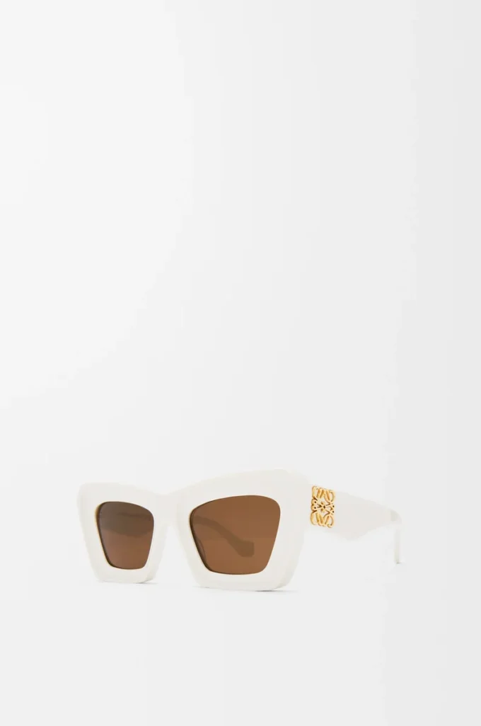 Occhiali da sole Cateye smussati Bianco/Avorio Occhiali da sole Cateye smussati Bianco/Avorio