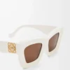 Occhiali da sole Cateye smussati Bianco/Avorio Occhiali da sole Cateye smussati Bianco/Avorio