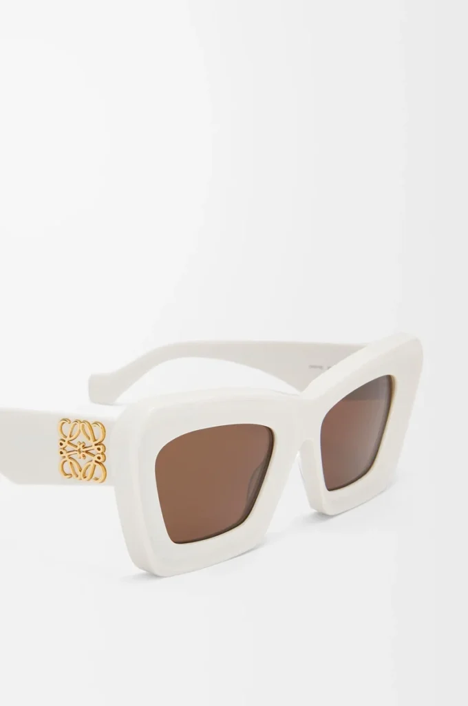 Occhiali da sole Cateye smussati Bianco/Avorio Occhiali da sole Cateye smussati Bianco/Avorio