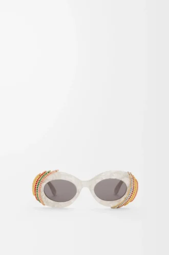 Occhiali da sole Pavé Oval grigio perla/bianco