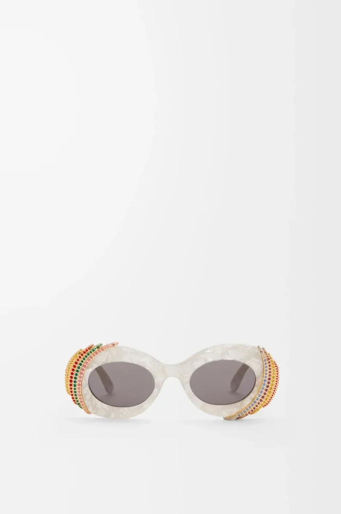 Occhiali da sole Pavé Oval grigio perla/bianco