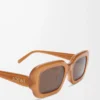 Occhiali da sole rettangolari slim Caramello chiaro