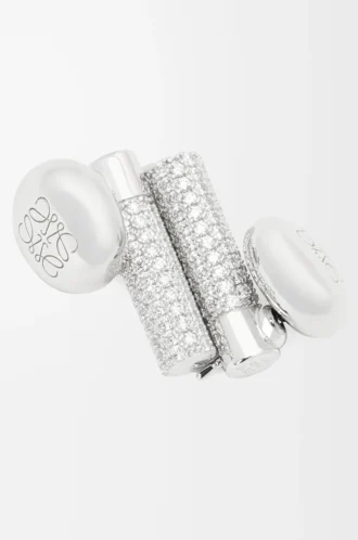 Orecchini a bottone Pebble in argento sterling e cristalli Argento/Bianco