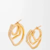 Orecchini a cerchio sovrapposti in argento sterling e cristalli Oro/Bianco Orecchini a cerchio sovrapposti in argento sterling e cristalli Oro/Bianco