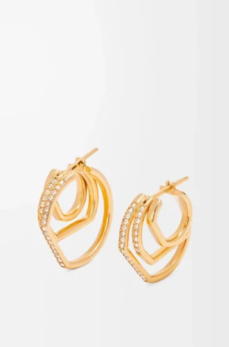 Orecchini a cerchio sovrapposti in argento sterling e cristalli Oro/Bianco