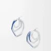 Orecchini a cerchio sovrapposti in argento sterling e smalto Argento/Blu