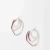 Orecchini a cerchio sovrapposti in argento sterling e smalto Argento/Borgogna