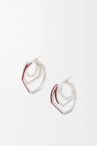 Orecchini a cerchio sovrapposti in argento sterling e smalto Argento/Borgogna