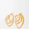 Orecchini a cerchio sovrapposti in argento sterling e smalto Oro/Avorio