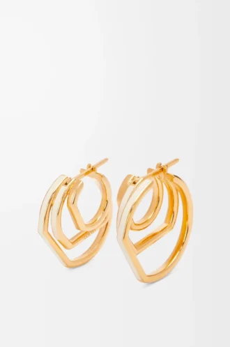 Orecchini a cerchio sovrapposti in argento sterling e smalto Oro/Avorio
