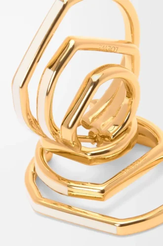 Orecchini a cerchio sovrapposti in argento sterling e smalto Oro/Avorio