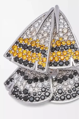 Orecchini a forma di piuma in argento sterling e cristalli Argento/Arancione
