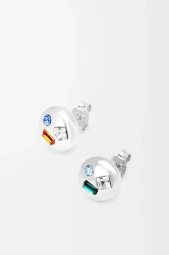 Orecchini Anagram Pebble in argento sterling e cristalli Argento/Verde Orecchini Anagram Pebble in argento sterling e cristalli Argento/Verde