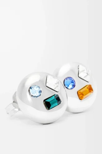 Orecchini Anagram Pebble in argento sterling e cristalli Argento/Verde Orecchini Anagram Pebble in argento sterling e cristalli Argento/Verde