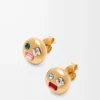 Orecchini Anagram Pebble in argento sterling e cristalli Oro/Rosso