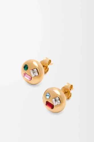 Orecchini Anagram Pebble in argento sterling e cristalli Oro/Rosso