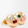 Orecchini Anagram Pebble in argento sterling e cristalli Oro/Rosso