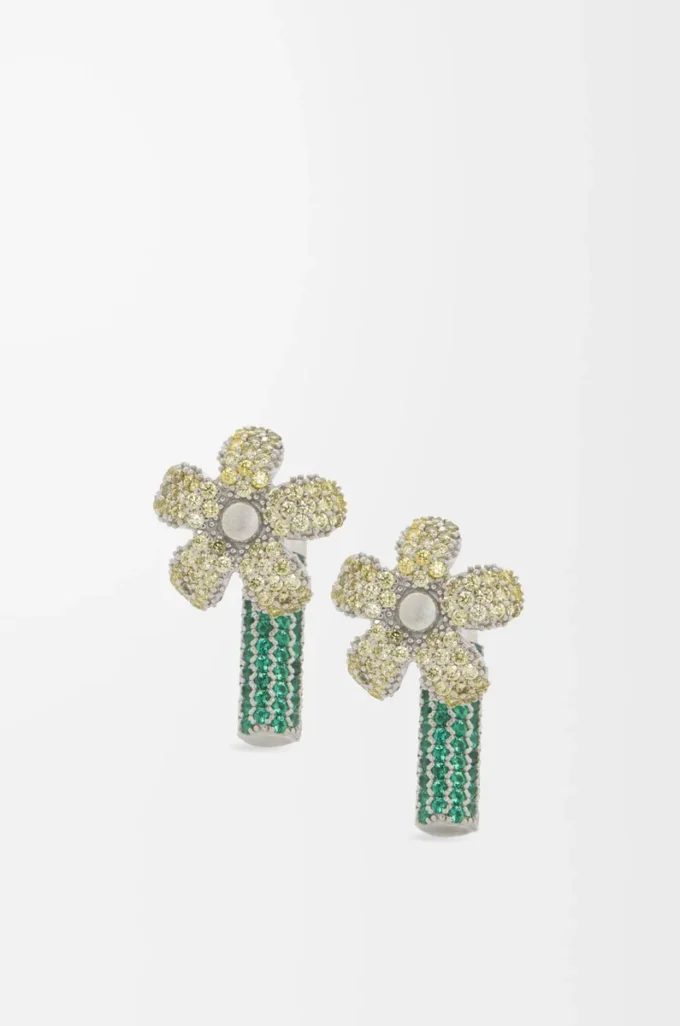 Orecchini Flor in argento sterling e cristalli Argento/Giallo Orecchini Flor in argento sterling e cristalli Argento/Giallo