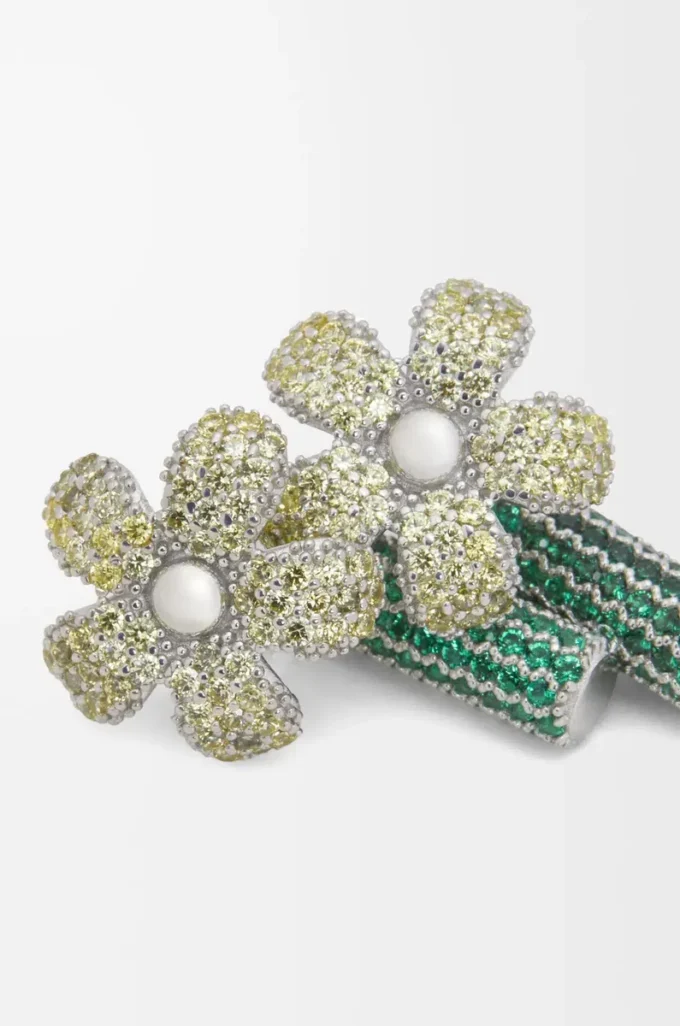 Orecchini Flor in argento sterling e cristalli Argento/Giallo Orecchini Flor in argento sterling e cristalli Argento/Giallo