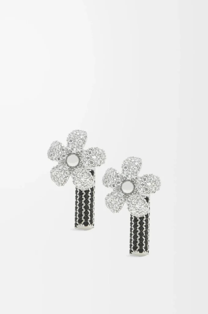 Orecchini Flor in argento sterling e cristalli Argento/Trasparente
