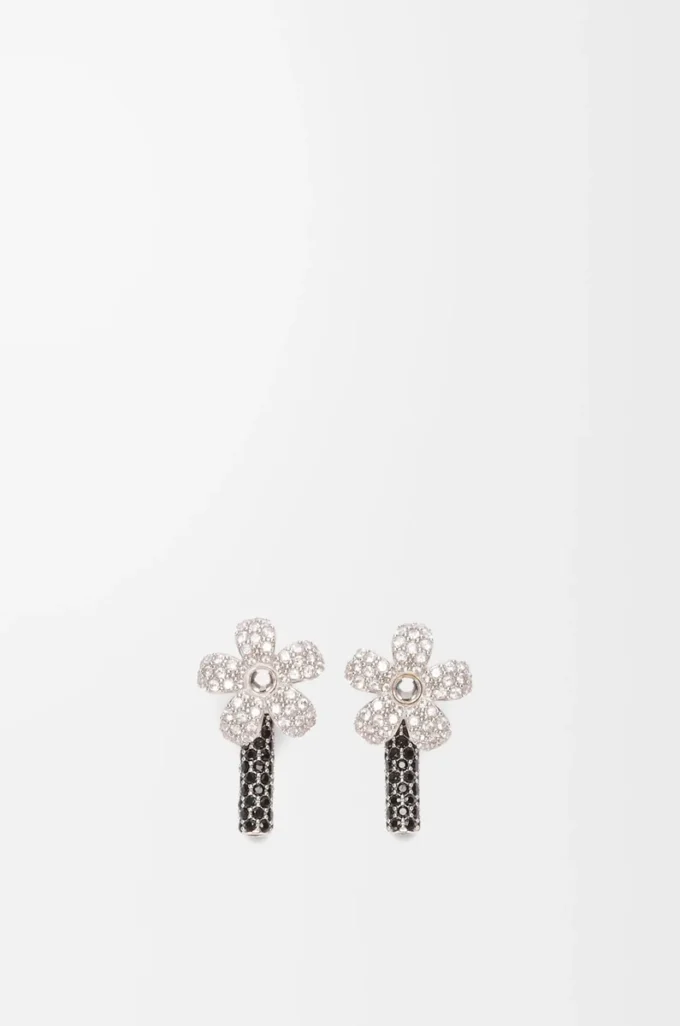 Orecchini Flor in argento sterling e cristalli Argento/Trasparente