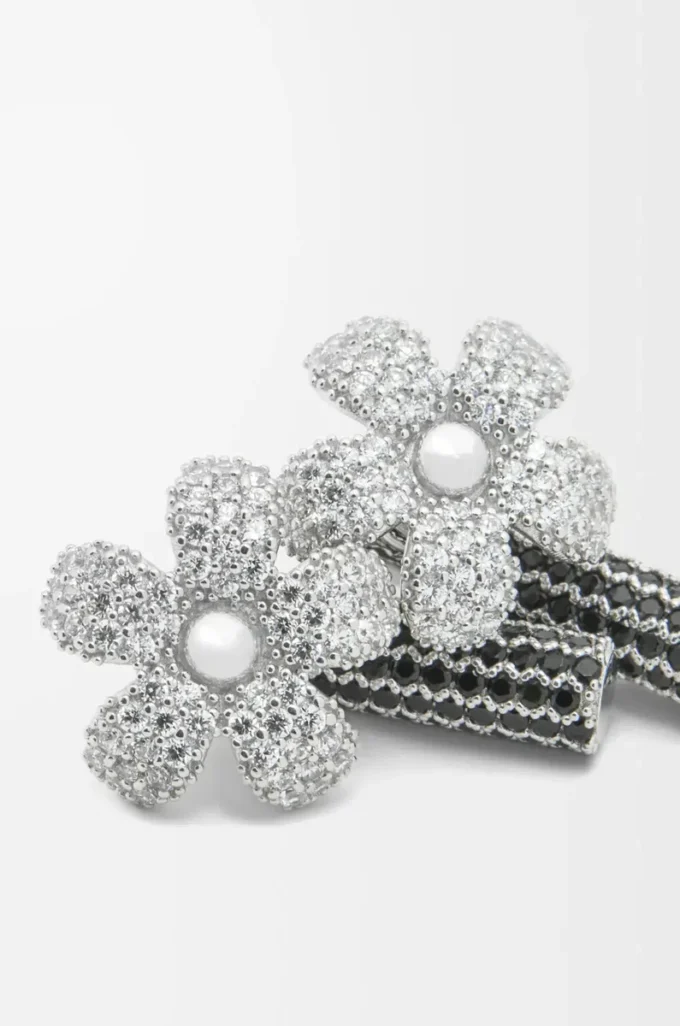 Orecchini Flor in argento sterling e cristalli Argento/Trasparente