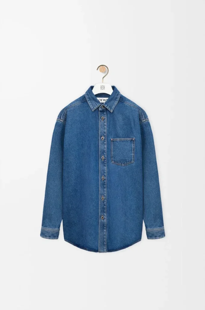 Overshirt Anagram in denim blu medio