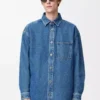 Overshirt Anagram in denim blu medio